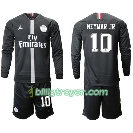 Billige Fotballdrakter Paris Saint-Germain NEYMAR JR 10 Jodan Svart Barn Tredjedraktsett 2018/19 Langermet
